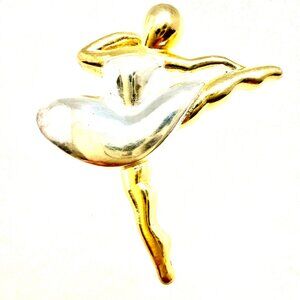 Vintage Silver Ballerina Brooch. 2-tone Sterling Silver 925 Stamped